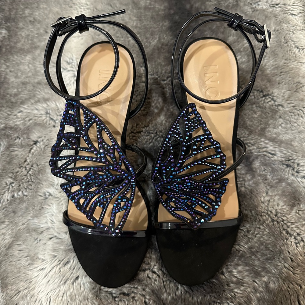 I.N.C Black Butterfly Heels - Picture 2 of 7